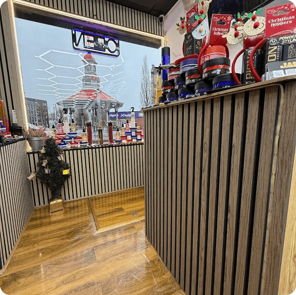 A busy barbershop interior